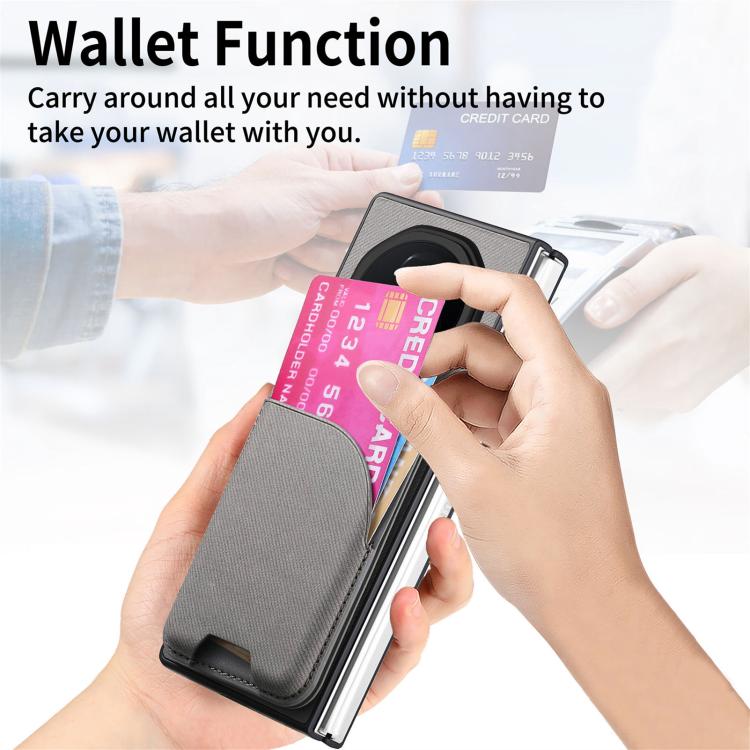 For Honor Magic V3 Twill Fabric Leather Skin Card Bag Magnetic Back Phone Case