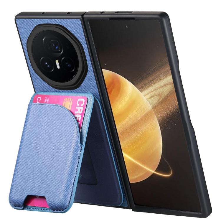 For Honor Magic V3 Twill Fabric Leather Skin Card Bag Magnetic Back Phone Case