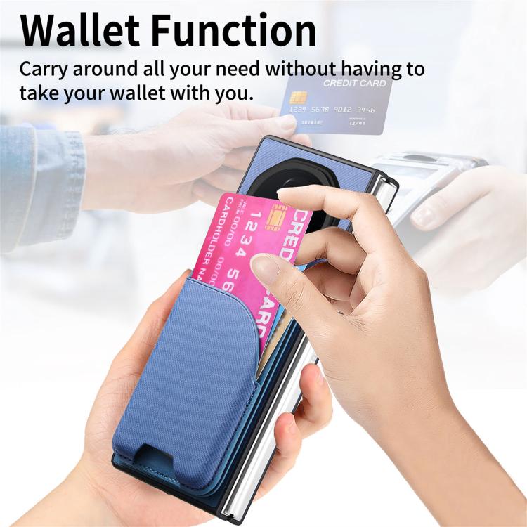 For Honor Magic V3 Twill Fabric Leather Skin Card Bag Magnetic Back Phone Case