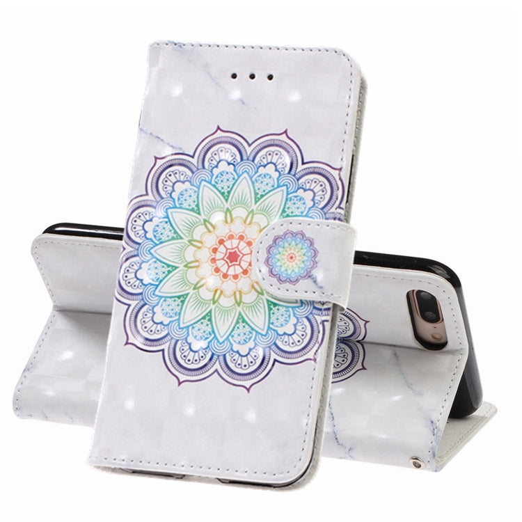3D Visual Painting Left And Right Open Leather Case for iPhone 7Plus & 8Plus , With Bracket & Card Slot & Wallet & Bracelet