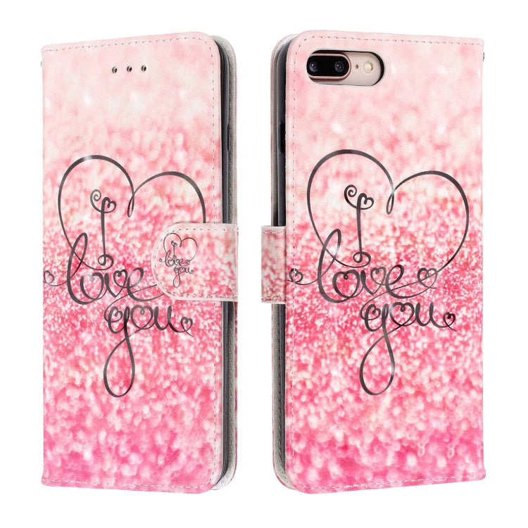 3D Visual Painting Left And Right Open Leather Case for iPhone 7Plus & 8Plus , With Bracket & Card Slot & Wallet & Bracelet