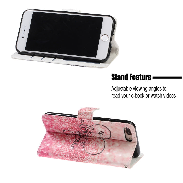 3D Visual Painting Left And Right Open Leather Case for iPhone 7Plus & 8Plus , With Bracket & Card Slot & Wallet & Bracelet