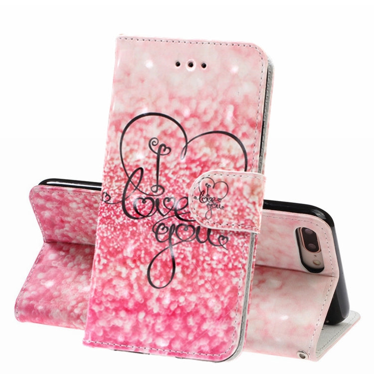 3D Visual Painting Left And Right Open Leather Case for iPhone 7Plus & 8Plus , With Bracket & Card Slot & Wallet & Bracelet
