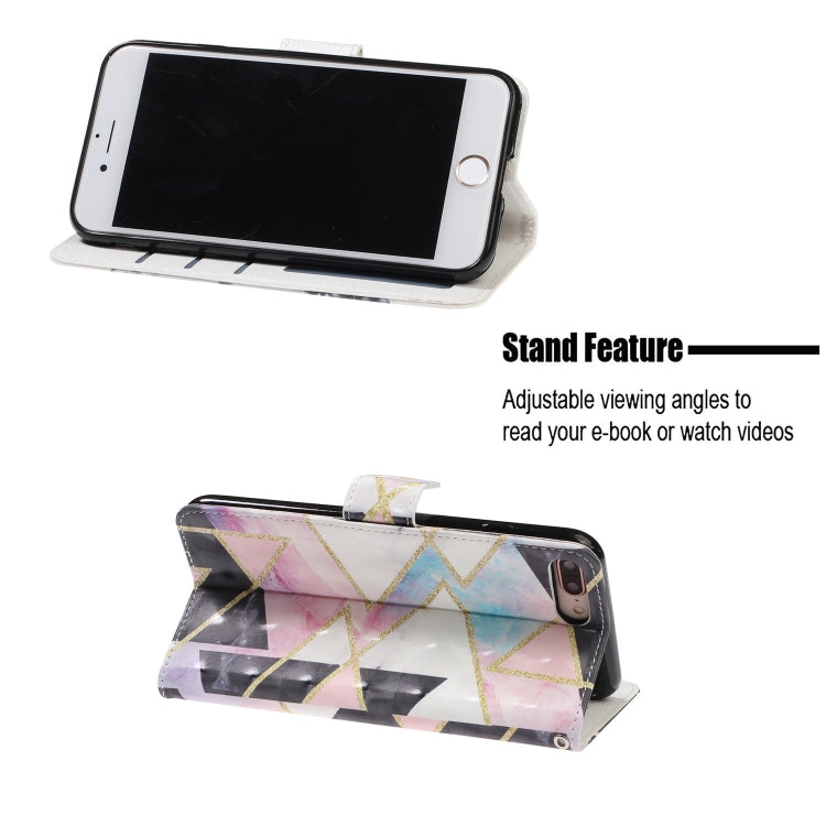 3D Visual Painting Left And Right Open Leather Case for iPhone 7Plus & 8Plus , With Bracket & Card Slot & Wallet & Bracelet