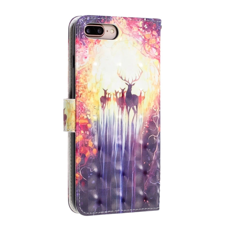 3D Visual Painting Left And Right Open Leather Case for iPhone 7Plus & 8Plus , With Bracket & Card Slot & Wallet & Bracelet