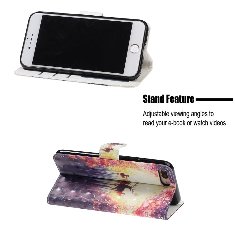 3D Visual Painting Left And Right Open Leather Case for iPhone 7Plus & 8Plus , With Bracket & Card Slot & Wallet & Bracelet