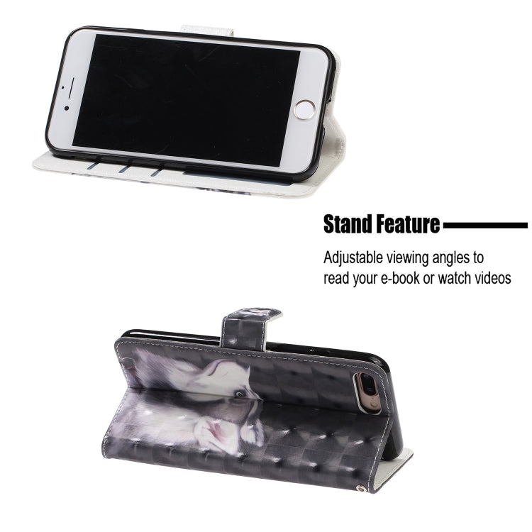 3D Visual Painting Left And Right Open Leather Case for iPhone 7Plus & 8Plus , With Bracket & Card Slot & Wallet & Bracelet