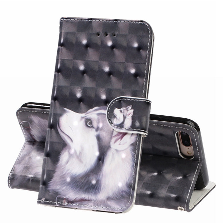 3D Visual Painting Left And Right Open Leather Case for iPhone 7Plus & 8Plus , With Bracket & Card Slot & Wallet & Bracelet