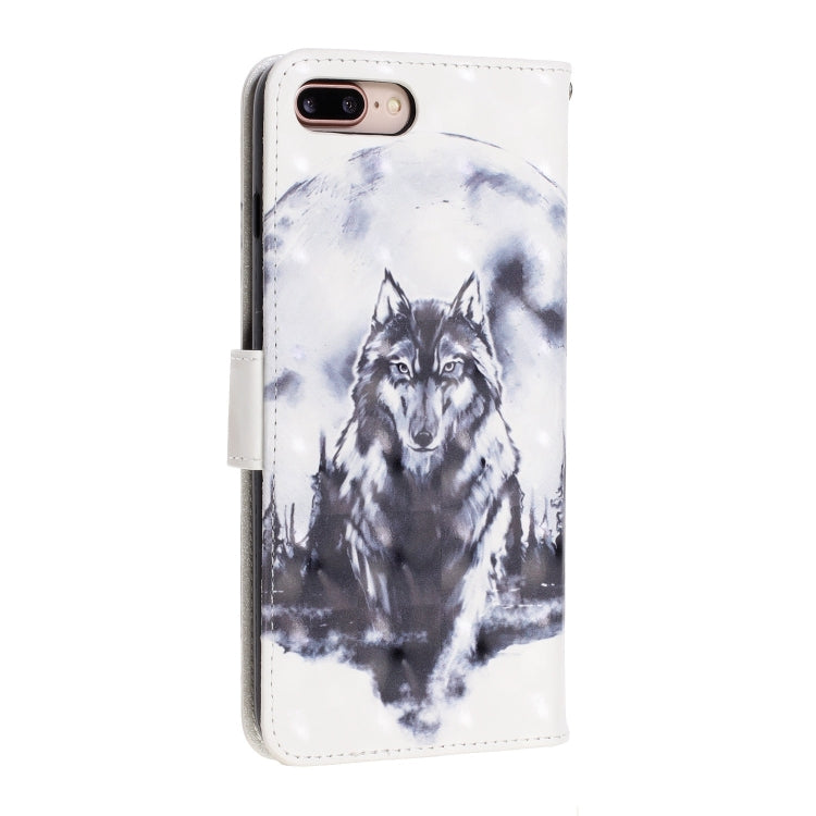 3D Visual Painting Left And Right Open Leather Case for iPhone 7Plus & 8Plus , With Bracket & Card Slot & Wallet & Bracelet