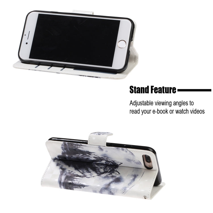 3D Visual Painting Left And Right Open Leather Case for iPhone 7Plus & 8Plus , With Bracket & Card Slot & Wallet & Bracelet