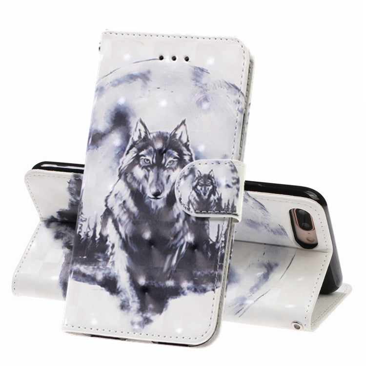 3D Visual Painting Left And Right Open Leather Case for iPhone 7Plus & 8Plus , With Bracket & Card Slot & Wallet & Bracelet