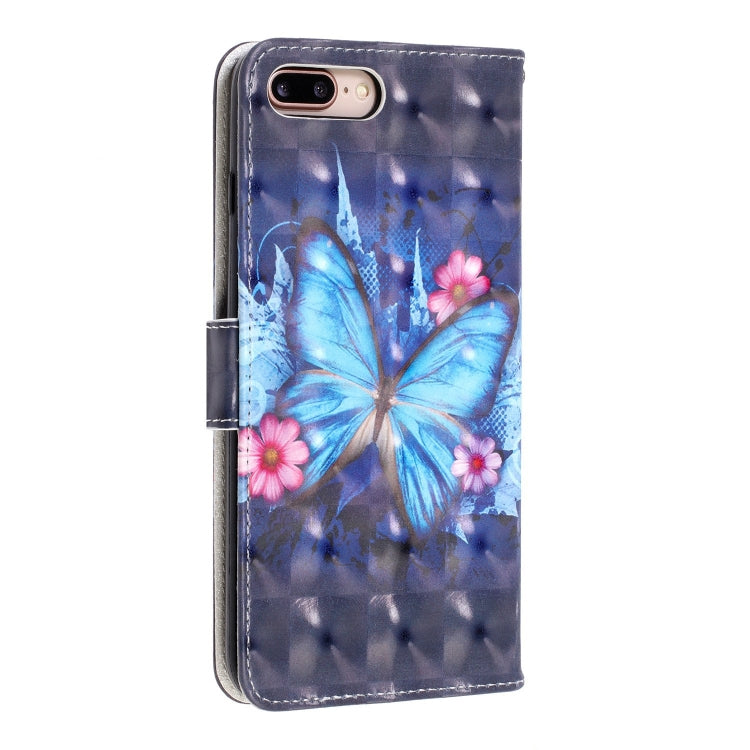 3D Visual Painting Left And Right Open Leather Case for iPhone 7Plus & 8Plus , With Bracket & Card Slot & Wallet & Bracelet