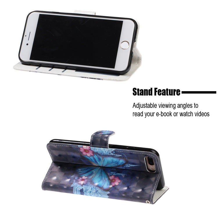 3D Visual Painting Left And Right Open Leather Case for iPhone 7Plus & 8Plus , With Bracket & Card Slot & Wallet & Bracelet