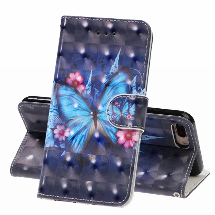 3D Visual Painting Left And Right Open Leather Case for iPhone 7Plus & 8Plus , With Bracket & Card Slot & Wallet & Bracelet