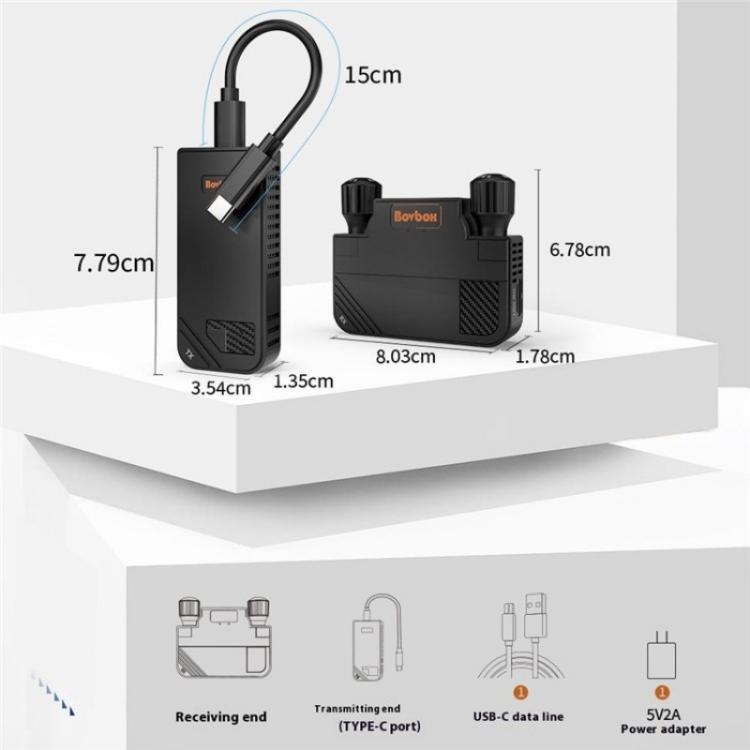BOVBOX 091-TC For Phone Projector USB C Wireless Transmitter And Receiver Video Extender, Plug:AU Plug