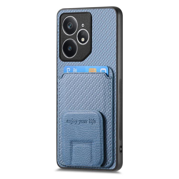 For Realme Neo7 Carbon Fiber Card Bag Fold Stand Phone Case