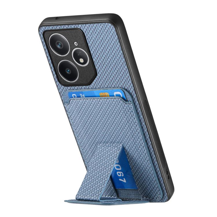 For Realme Neo7 Carbon Fiber Card Bag Fold Stand Phone Case