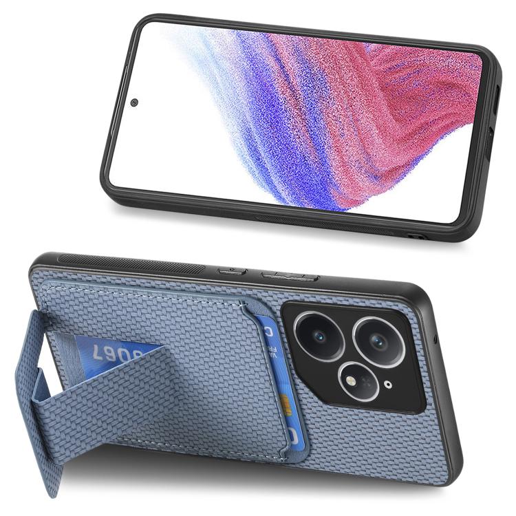 For Realme Neo7 Carbon Fiber Card Bag Fold Stand Phone Case