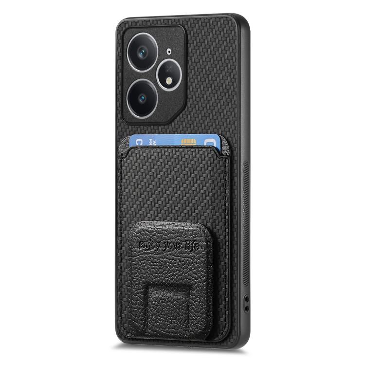 For Realme Neo7 Carbon Fiber Card Bag Fold Stand Phone Case