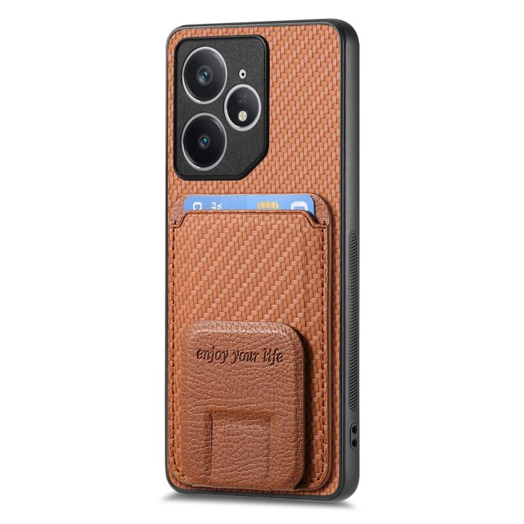 For Realme Neo7 Carbon Fiber Card Bag Fold Stand Phone Case