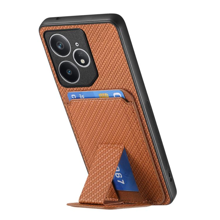 For Realme Neo7 Carbon Fiber Card Bag Fold Stand Phone Case