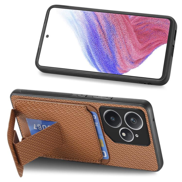 For Realme Neo7 Carbon Fiber Card Bag Fold Stand Phone Case