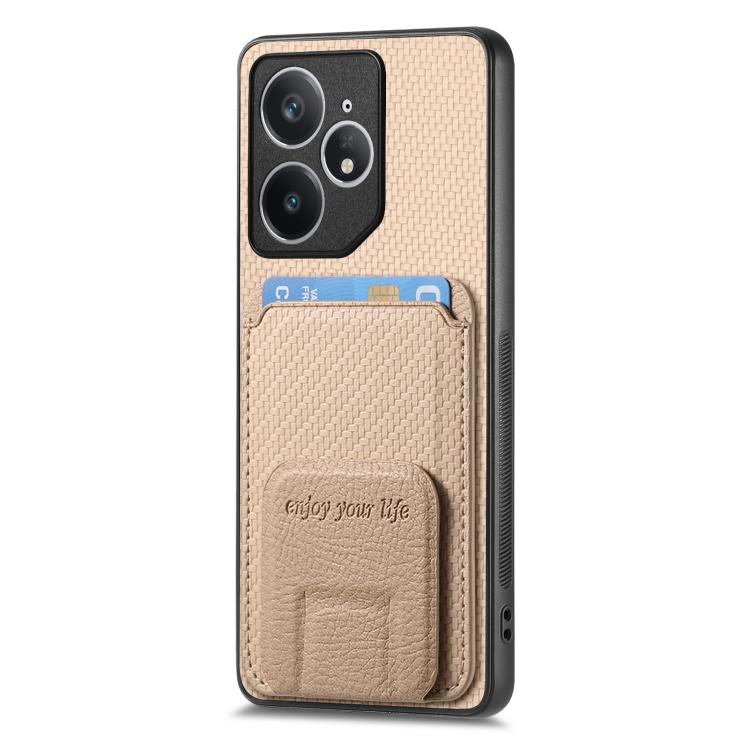 For Realme Neo7 Carbon Fiber Card Bag Fold Stand Phone Case