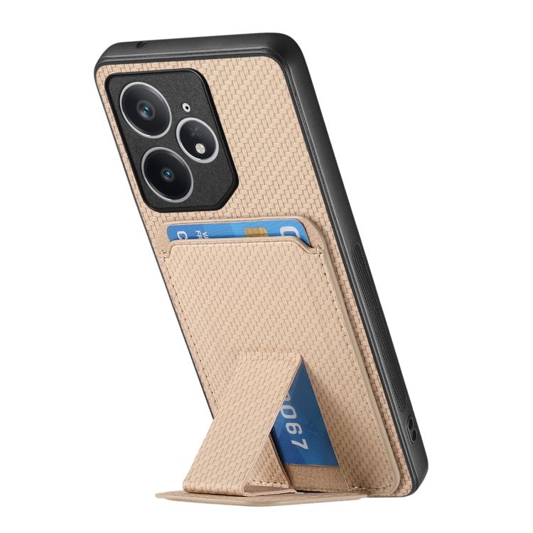For Realme Neo7 Carbon Fiber Card Bag Fold Stand Phone Case