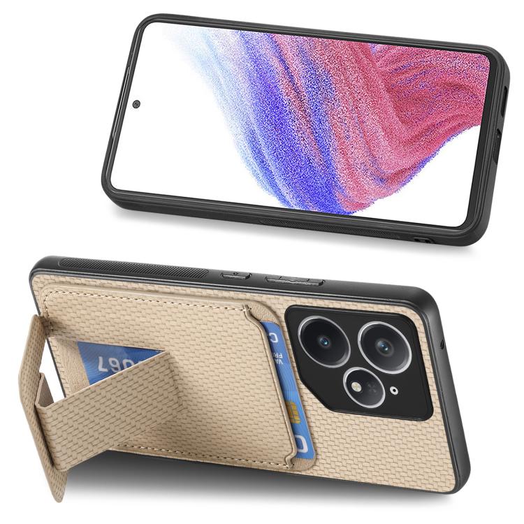 For Realme Neo7 Carbon Fiber Card Bag Fold Stand Phone Case