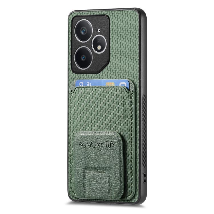 For Realme Neo7 Carbon Fiber Card Bag Fold Stand Phone Case