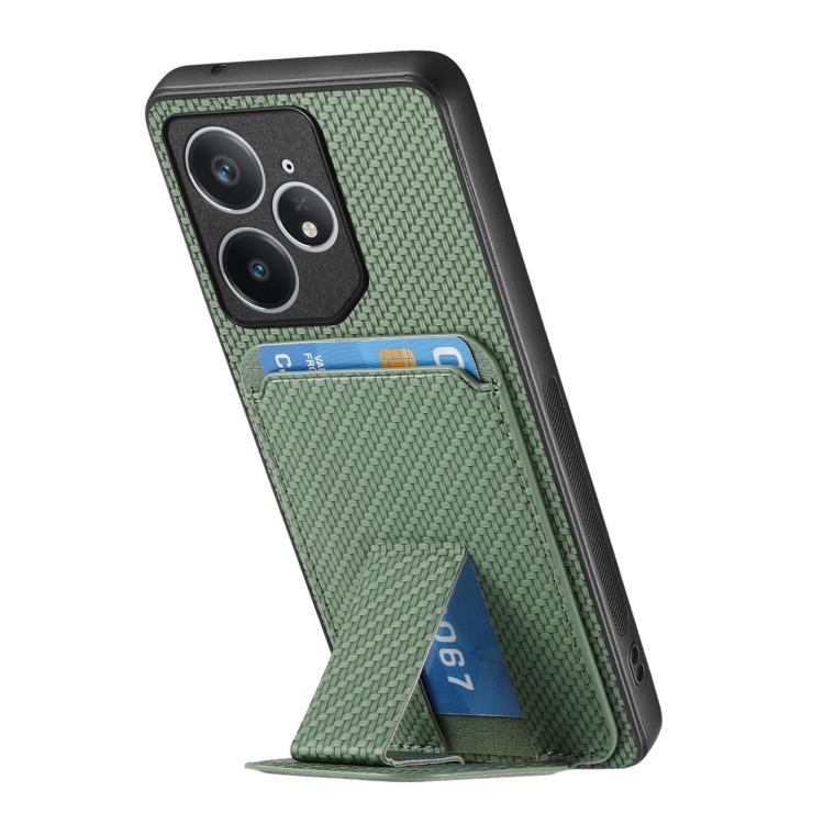 For Realme Neo7 Carbon Fiber Card Bag Fold Stand Phone Case