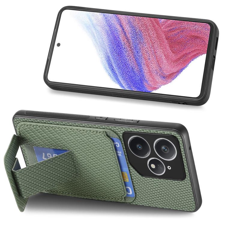 For Realme Neo7 Carbon Fiber Card Bag Fold Stand Phone Case