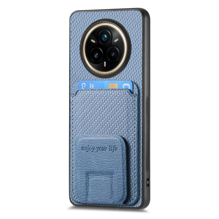 For Realme 14 Pro Carbon Fiber Card Bag Fold Stand Phone Case