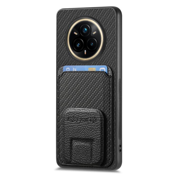 For Realme 14 Pro Carbon Fiber Card Bag Fold Stand Phone Case