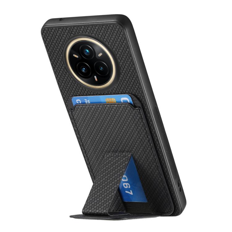 For Realme 14 Pro Carbon Fiber Card Bag Fold Stand Phone Case