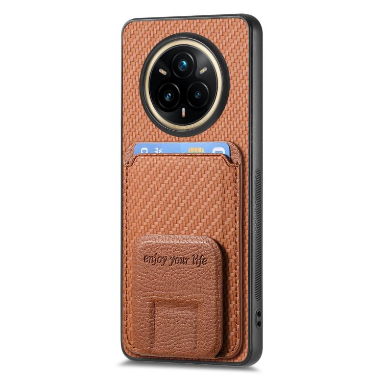 For Realme 14 Pro Carbon Fiber Card Bag Fold Stand Phone Case