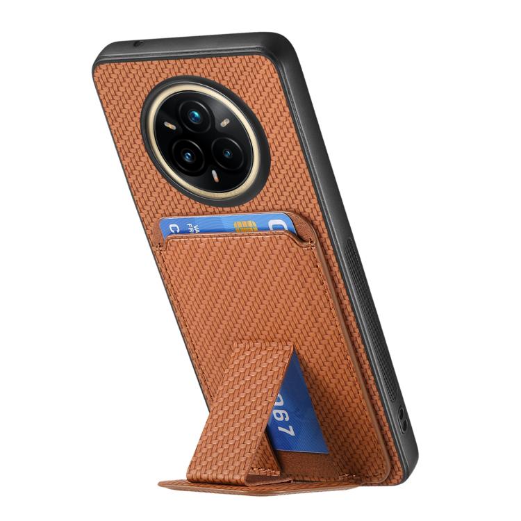 For Realme 14 Pro Carbon Fiber Card Bag Fold Stand Phone Case