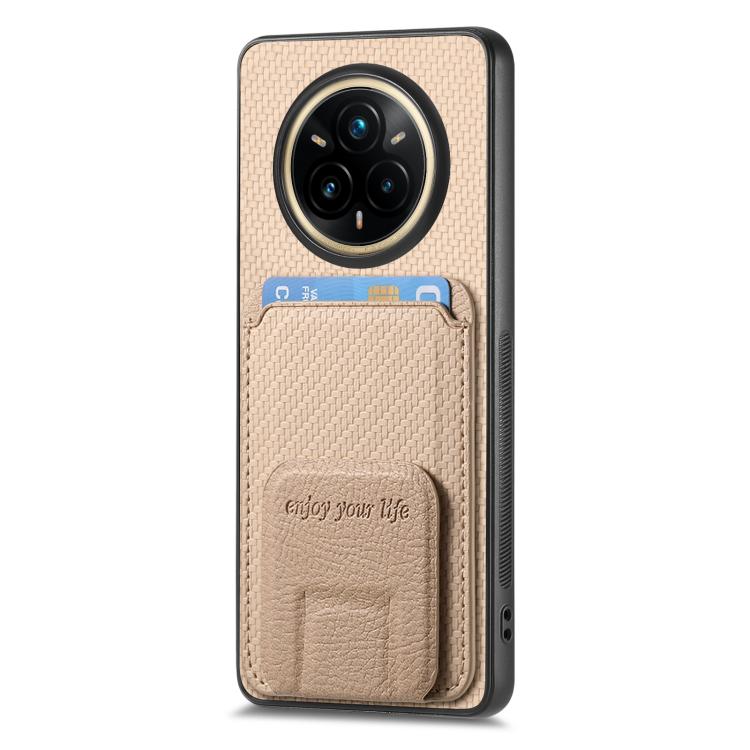 For Realme 14 Pro Carbon Fiber Card Bag Fold Stand Phone Case