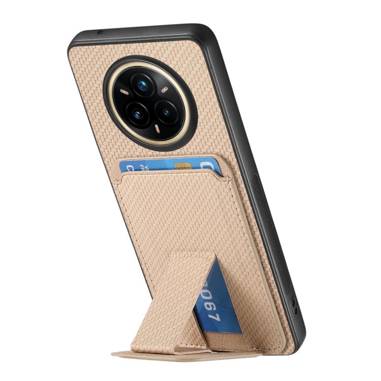 For Realme 14 Pro Carbon Fiber Card Bag Fold Stand Phone Case