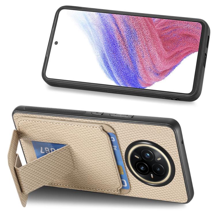 For Realme 14 Pro Carbon Fiber Card Bag Fold Stand Phone Case