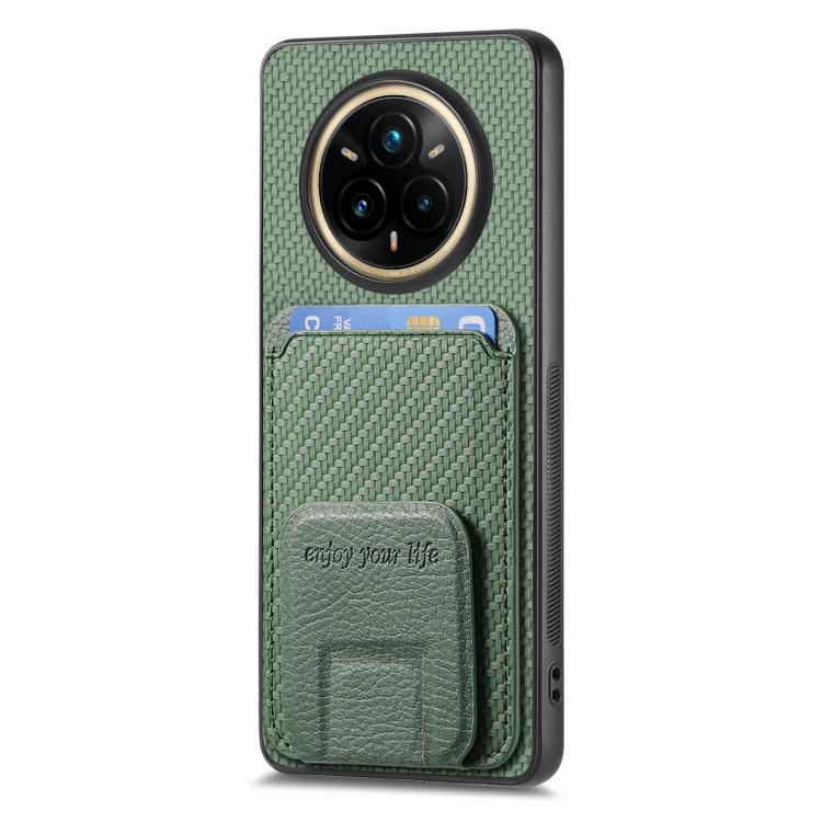 For Realme 14 Pro Carbon Fiber Card Bag Fold Stand Phone Case