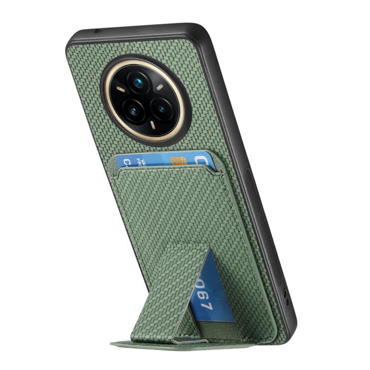 For Realme 14 Pro Carbon Fiber Card Bag Fold Stand Phone Case