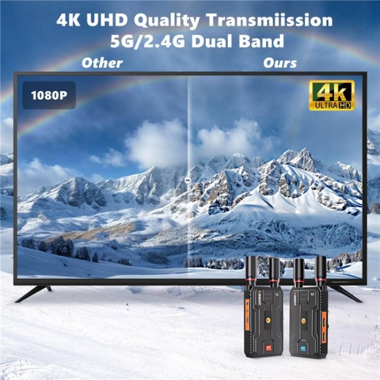 VRRIIS 097PRO Outdoor Live Streaming Audio Video Wireless Transmitter Receiver 4K HD Extender, Plug:AU Plug