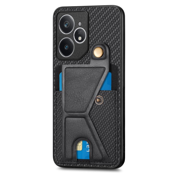 For Realme Neo7 Carbon Fiber Wallet Flip Card K-shaped Holder Phone Case