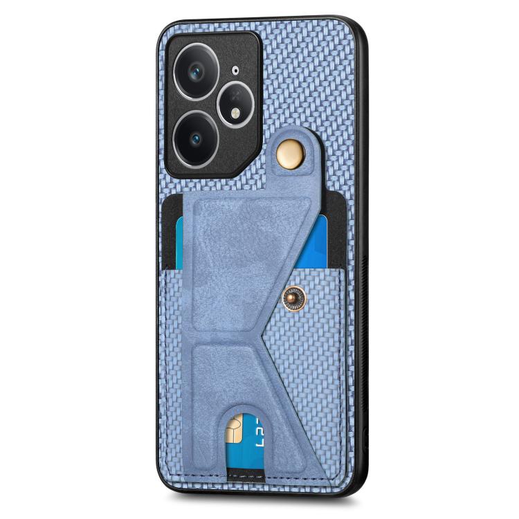 For Realme Neo7 Carbon Fiber Wallet Flip Card K-shaped Holder Phone Case