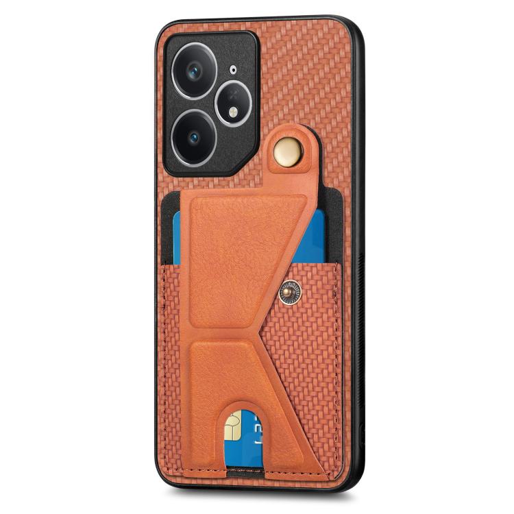 For Realme Neo7 Carbon Fiber Wallet Flip Card K-shaped Holder Phone Case