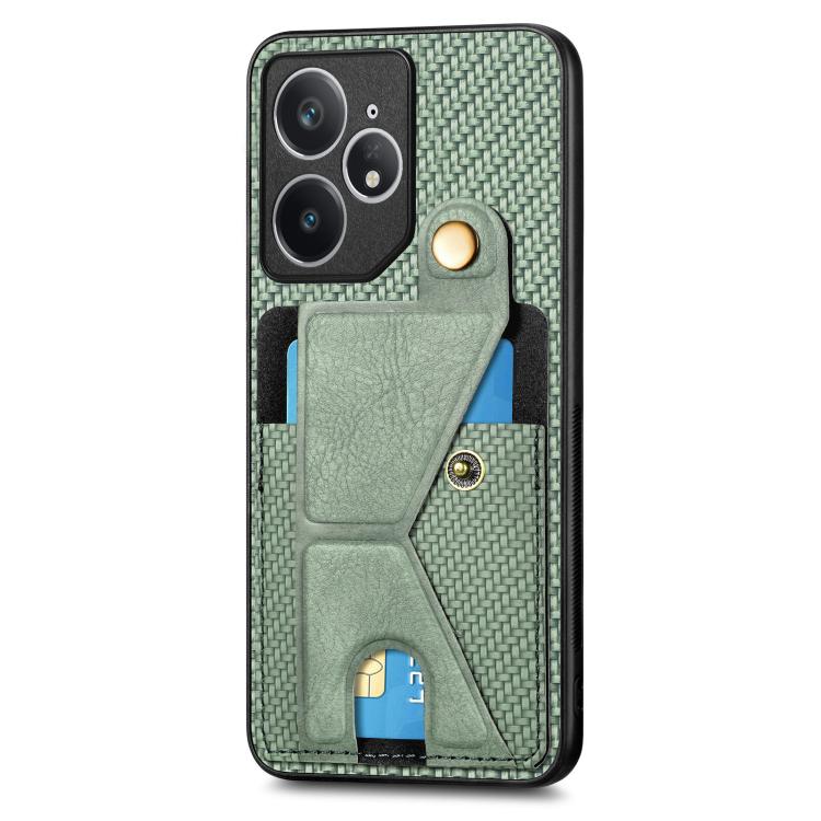 For Realme Neo7 Carbon Fiber Wallet Flip Card K-shaped Holder Phone Case