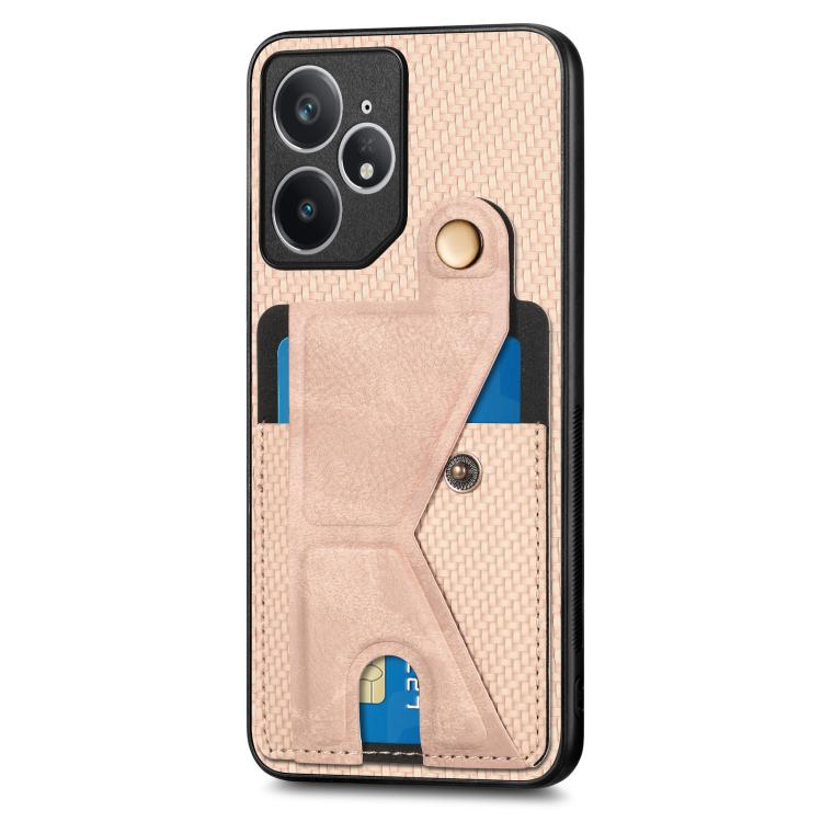 For Realme Neo7 Carbon Fiber Wallet Flip Card K-shaped Holder Phone Case