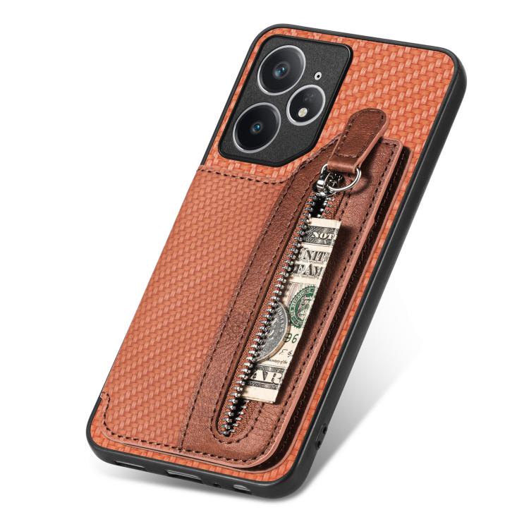 For Realme Neo7 Carbon Fiber Horizontal Flip Zipper Wallet Phone Case