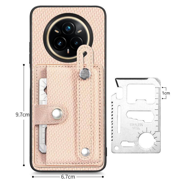 For Realme 14 Pro+ Wristband Kickstand Wallet Back Phone Case with Tool Knife
